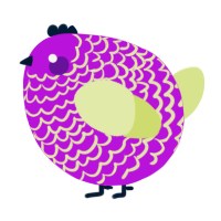 A amethyst and lemon chicken with a lace pattern