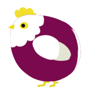 A wine and white chicken with a head pattern
