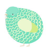 A mint and apple chicken with a lace pattern