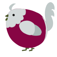 A maroon and silver chicken with a head pattern