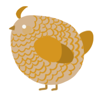 A beige and ochre chicken with a lace pattern
