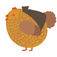 A orange and brown chicken with a lace pattern