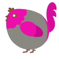 A ash and fuchsia chicken with a head pattern