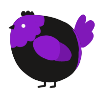 A sable and violet chicken with a head pattern