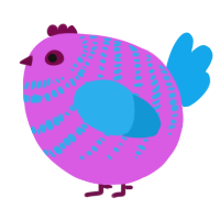 A orchid and sky chicken with a bar pattern