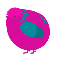 A fuchsia and sea chicken with a neck-speckle pattern