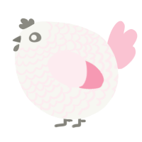A white and rose chicken with a lace pattern