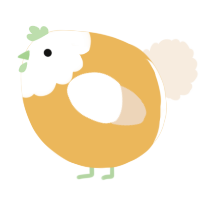 A honey and cream chicken with a head pattern