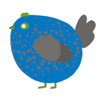 A sapphire and grey chicken with a speckle pattern