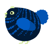 A tumblr and ultramarine chicken with a bar pattern