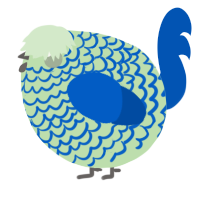A gluppy and ultramarine chicken with a lace pattern