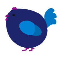 A navy and sapphire chicken
