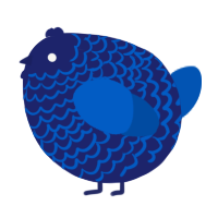 A navy and ultramarine chicken with a lace pattern