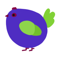 A indigo and grass chicken