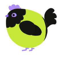 A lime and black chicken with a head pattern