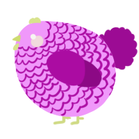A lavender and plum chicken with a lace pattern
