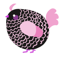 A sable and pink chicken with a lace pattern