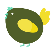 A olive and yellow chicken