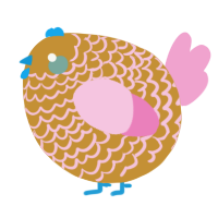 A gold and pink chicken with a lace pattern