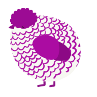 A white and plum chicken with a lace pattern