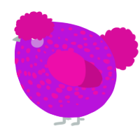 A amethyst and fuchsia chicken with a speckle pattern