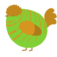 A grass and ochre chicken with a bar pattern