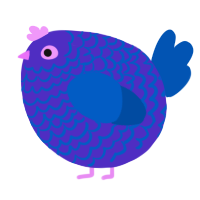 A indigo and ultramarine chicken with a lace pattern