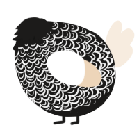 A sable and cream chicken with a double-lace pattern