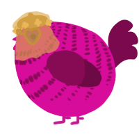 A fuchsia and wine chicken with a bar pattern