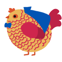 A honey and crimson chicken with a lace pattern