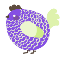 A blurple and apple chicken with a lace pattern