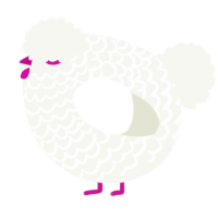 A white chicken with a lace pattern