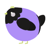 A lilac and sable chicken with a head pattern
