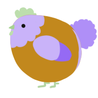 A ochre and lilac chicken with a head pattern
