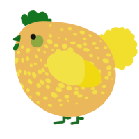 A honey and yellow chicken with a speckle pattern