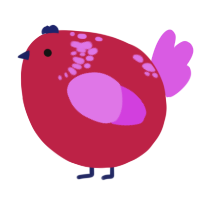 A crimson and orchid chicken with a neck-speckle pattern