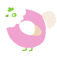 A pink and cream chicken with a head pattern