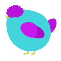 A aqua and amethyst chicken