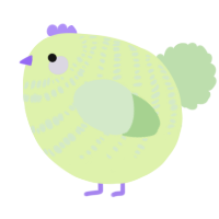 A apple and gluppy chicken with a bar pattern