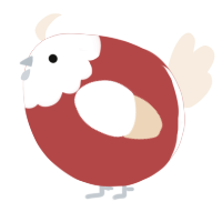 A red and cream chicken with a head pattern