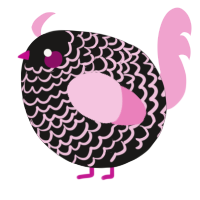 A sable and pink chicken with a lace pattern