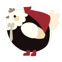 A black and cream chicken with a head pattern