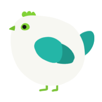 A white and turquoise chicken