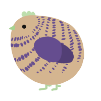 A beige and overcast chicken with a bar pattern