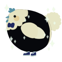 A white and tumblr chicken with a head pattern
