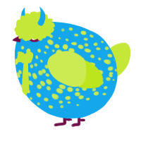 A sky and lime chicken with a speckle pattern