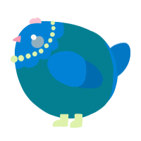 A sea and sapphire chicken with a head pattern