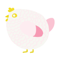 A white and rose chicken with a lace pattern