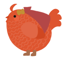 A vermilion chicken with a lace pattern