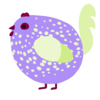 A lilac and apple chicken with a speckle pattern